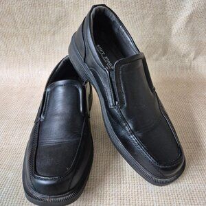 NWOT Soft Stag Mason Black Faux Leather Slip On Loafer Dress Shoes Mens Size 12M